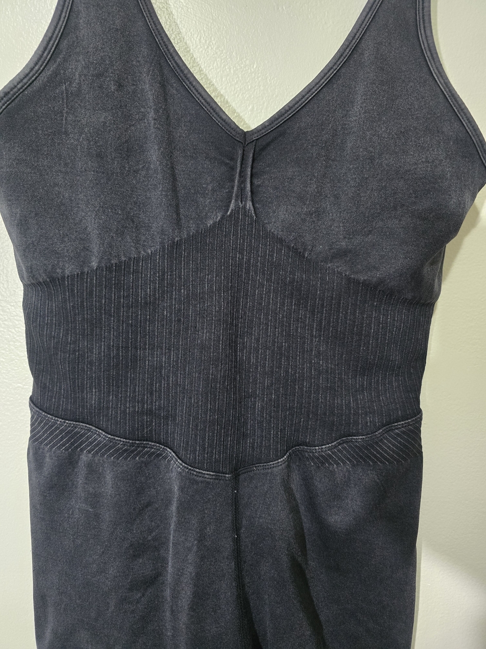 Black V-Neck One-Piece Bodysuit Romper - Picture 2 of 5